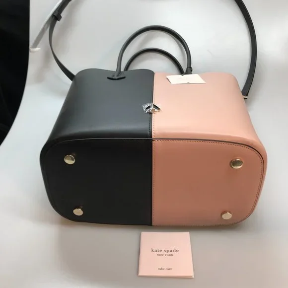***SALE***NWT Kate Spade Nicole Pink & Black Leather Bicolor Tote/Crossbody Bag - Picture 4 of 9